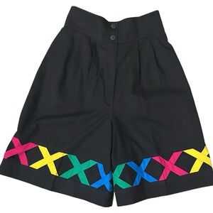Vintage 80s Leslie Lucks High Waist Colorful Woven Shorts